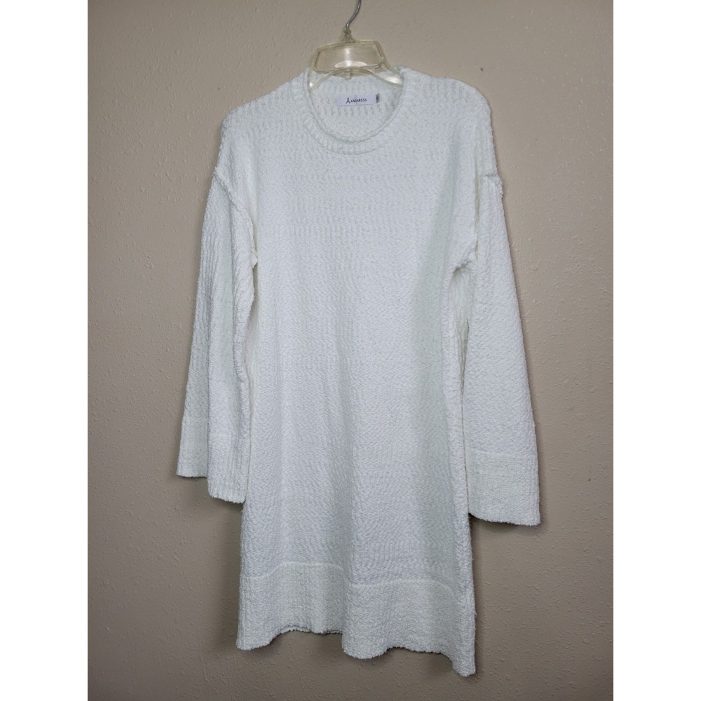 Anrabess Crewneck Oversized‎ Cable Knit Pullover Short Sweater Dress Sz M